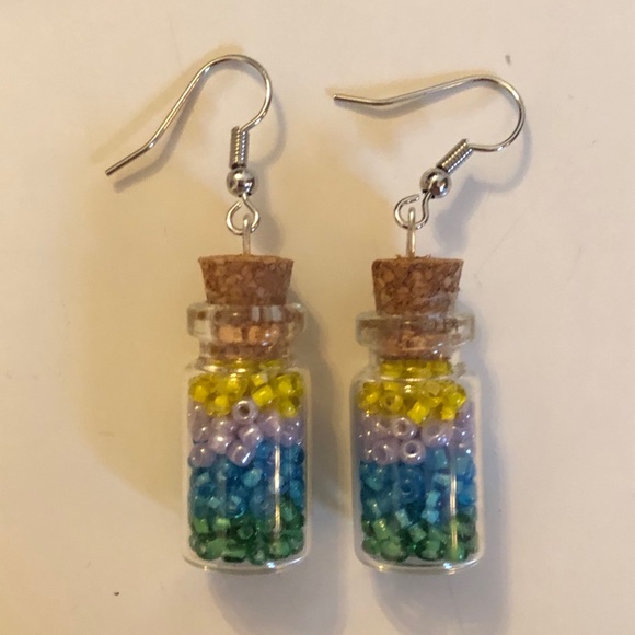 Glass Jar Bead Earrings - Picture 2 of 2